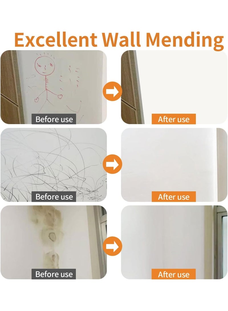 XIGUANJIA Drywall Repair Kit, Upgrade 500g Large Capacity White Paint with Roller, Wall Surface Scratch Quick and Easy Solution, Small Roller Brush Repair Kit - White - Image 5